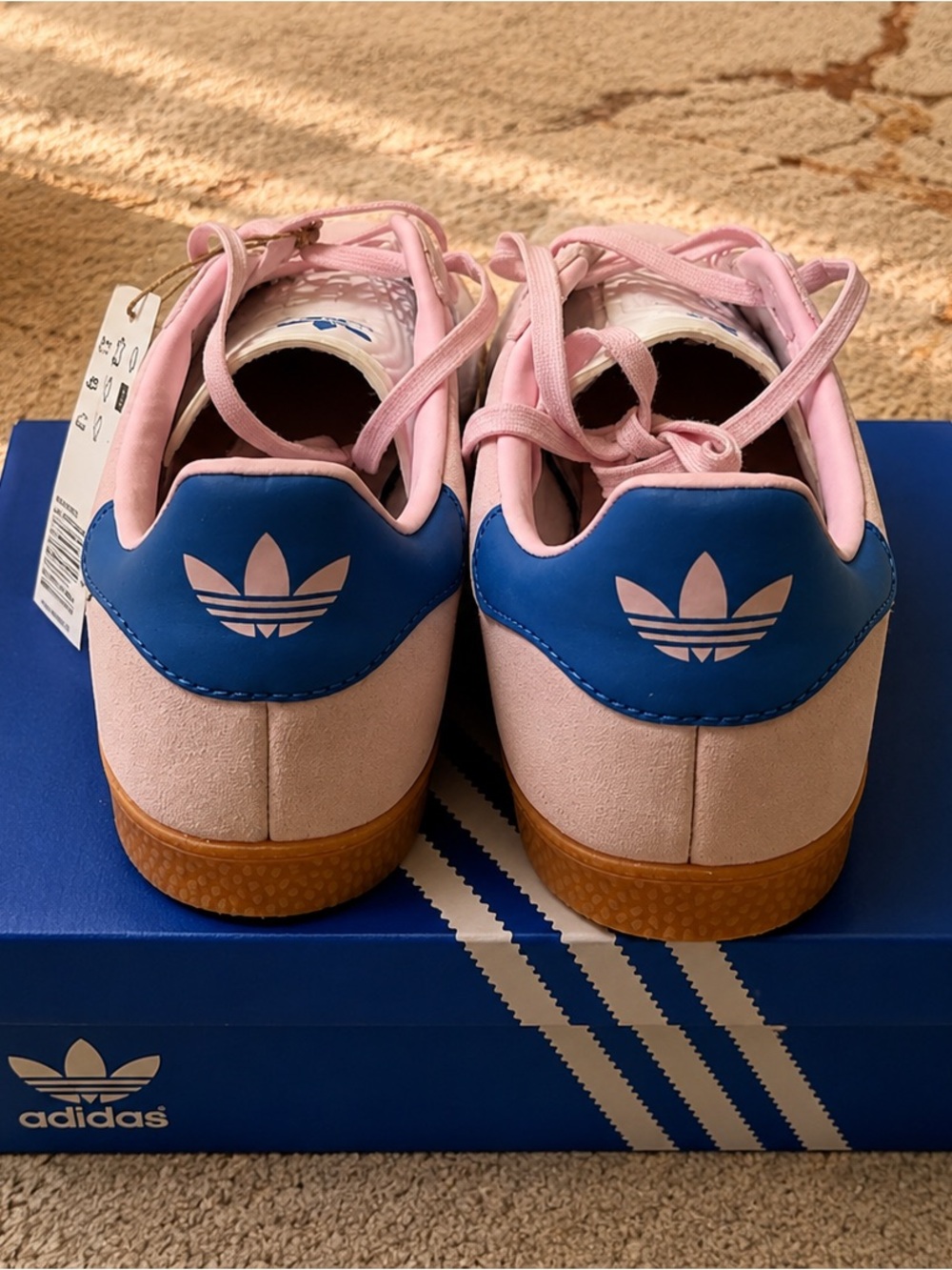 adidas Originals Gazelle J Pink/Blue Suede Low Top Sneakers Kids US 6.5 JQ5995 - Picture 6 of 6
